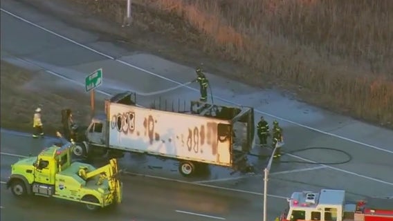 I-290 crash: Truck catches fire, traffic slowed