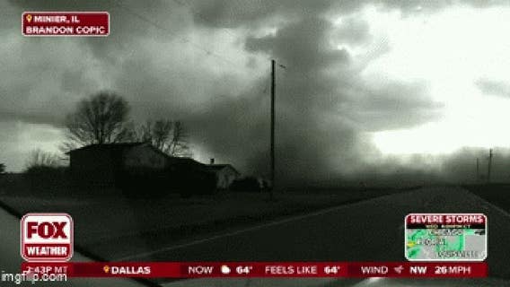 Tornado spotted in central Illinois as powerful storm system blasts through Midwest