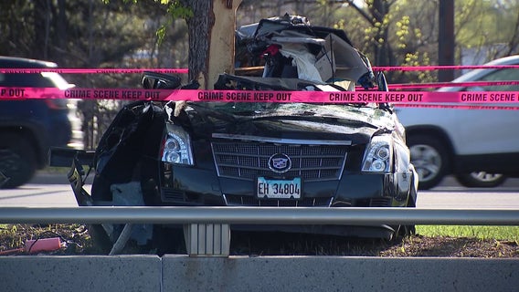Lake Shore Drive crash: Woman killed, man hospitalized after car hits tree