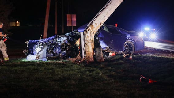 Driver airlifted after car crashes into utility pole in Harvard