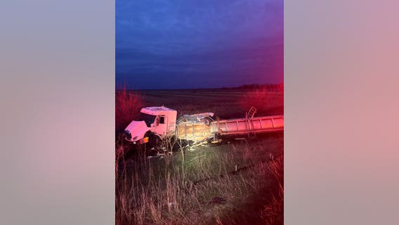 Overturned milk truck shuts down portion of northbound I-65 in Indiana: state police