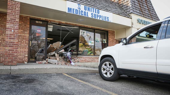 Car crashes into medical supply store in Woodstock