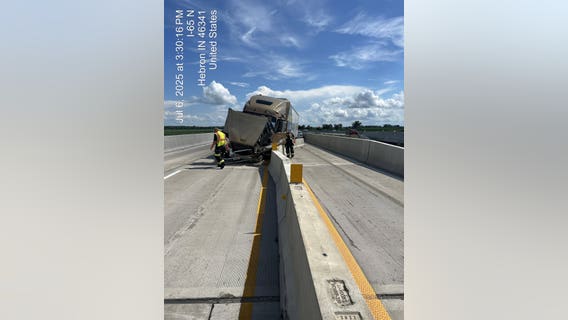 All lanes blocked on I-65 due to semi-truck rollover crash: Indiana State Police