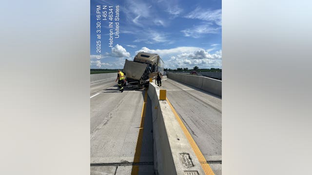All lanes blocked on I-65 due to semi-truck rollover crash: Indiana State Police
