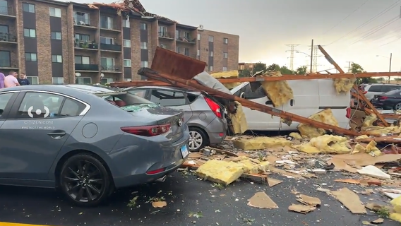 Roof torn off of Mount Prospect apartment building amid strong storms