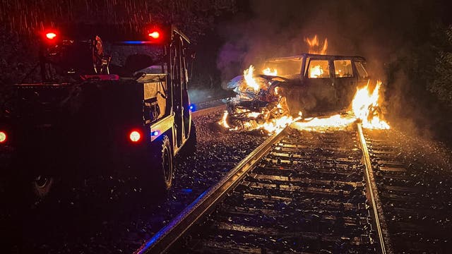 Fiery crash between freight train, vehicle in Chicago suburb leaves driver seriously hurt