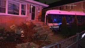Chicago bus slams into house after hit-and-run crash on North Side, CPD says