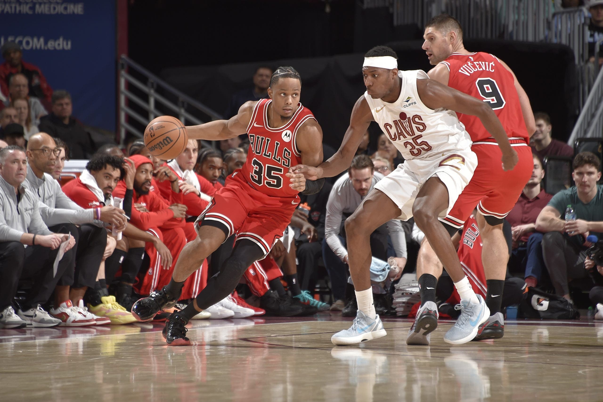 Buzelis and Vucevic score 24 apiece to lead Bulls to 136-125 victory over short-handed Cavaliers