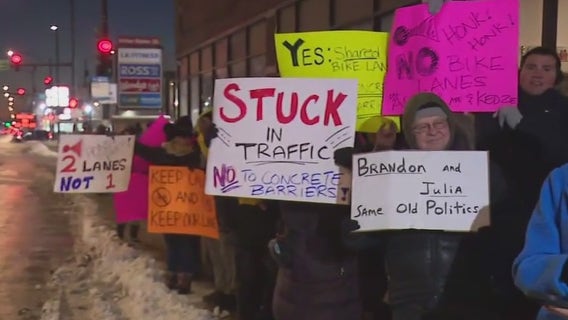 Heated protest erupts in Chicago over new concrete bike lanes on Archer Ave.