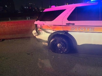 Driver cited, hospitalized after crash involving ISP squad car on I-88