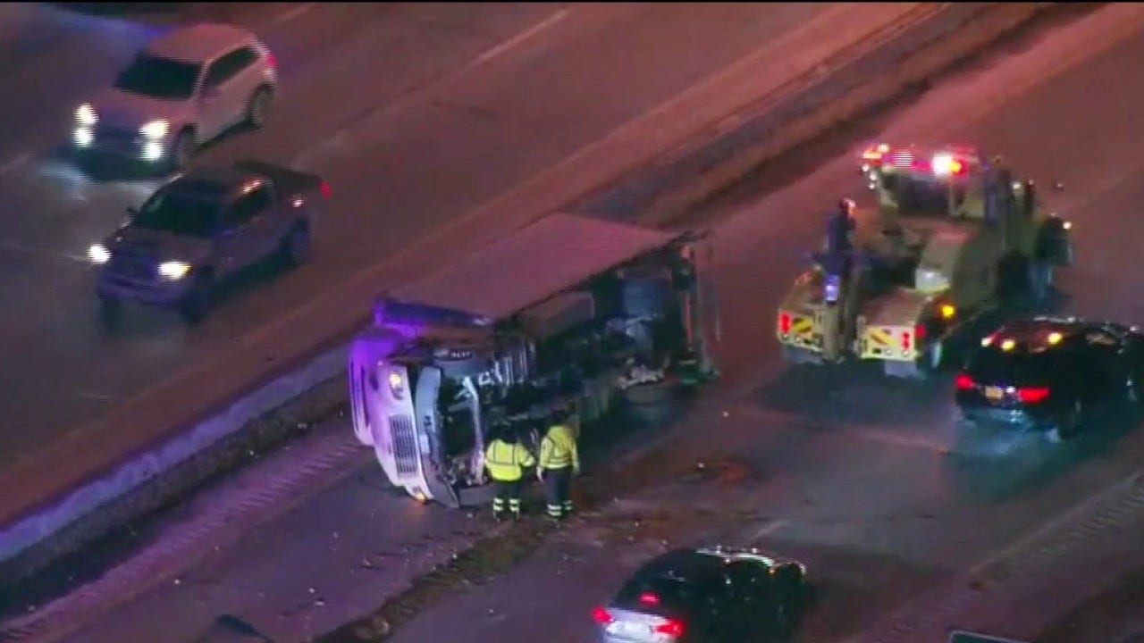 Truck flips on I-290 in Cook County, snarling traffic; injuries reported