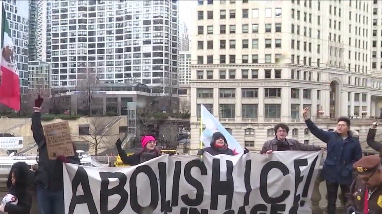 Anti-ICE demonstrators march through Chicago