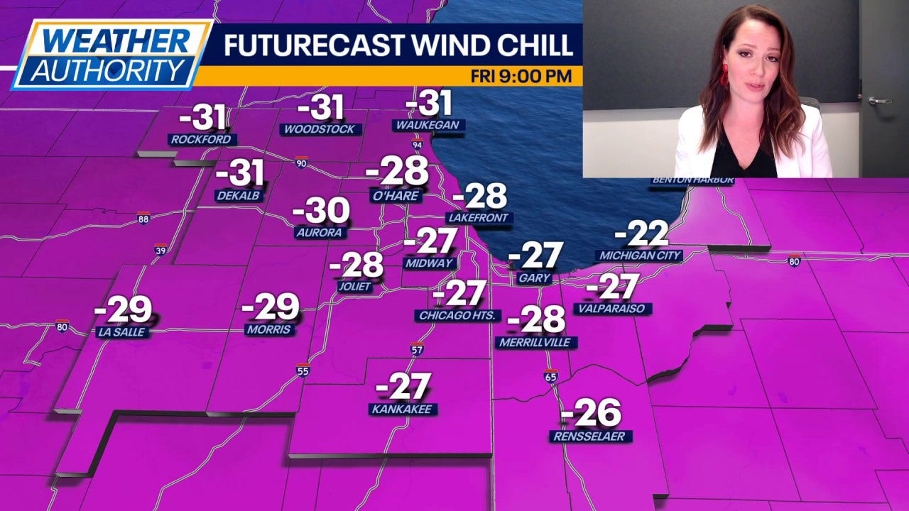 Chicago weather: Wind chill plummet to -30 to -40 tonight and Friday