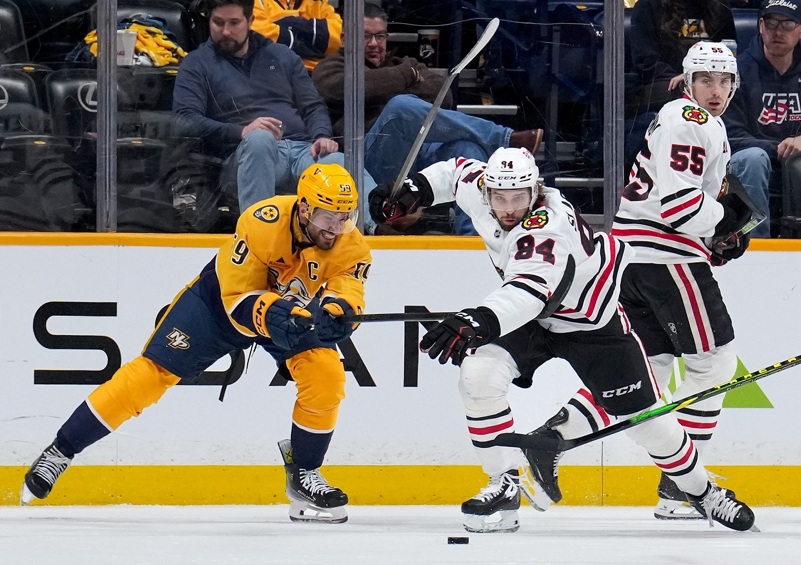 Drew Commesso makes 37 saves for 1st NHL shutout and victory, Blackhawks beat Predators 3-0