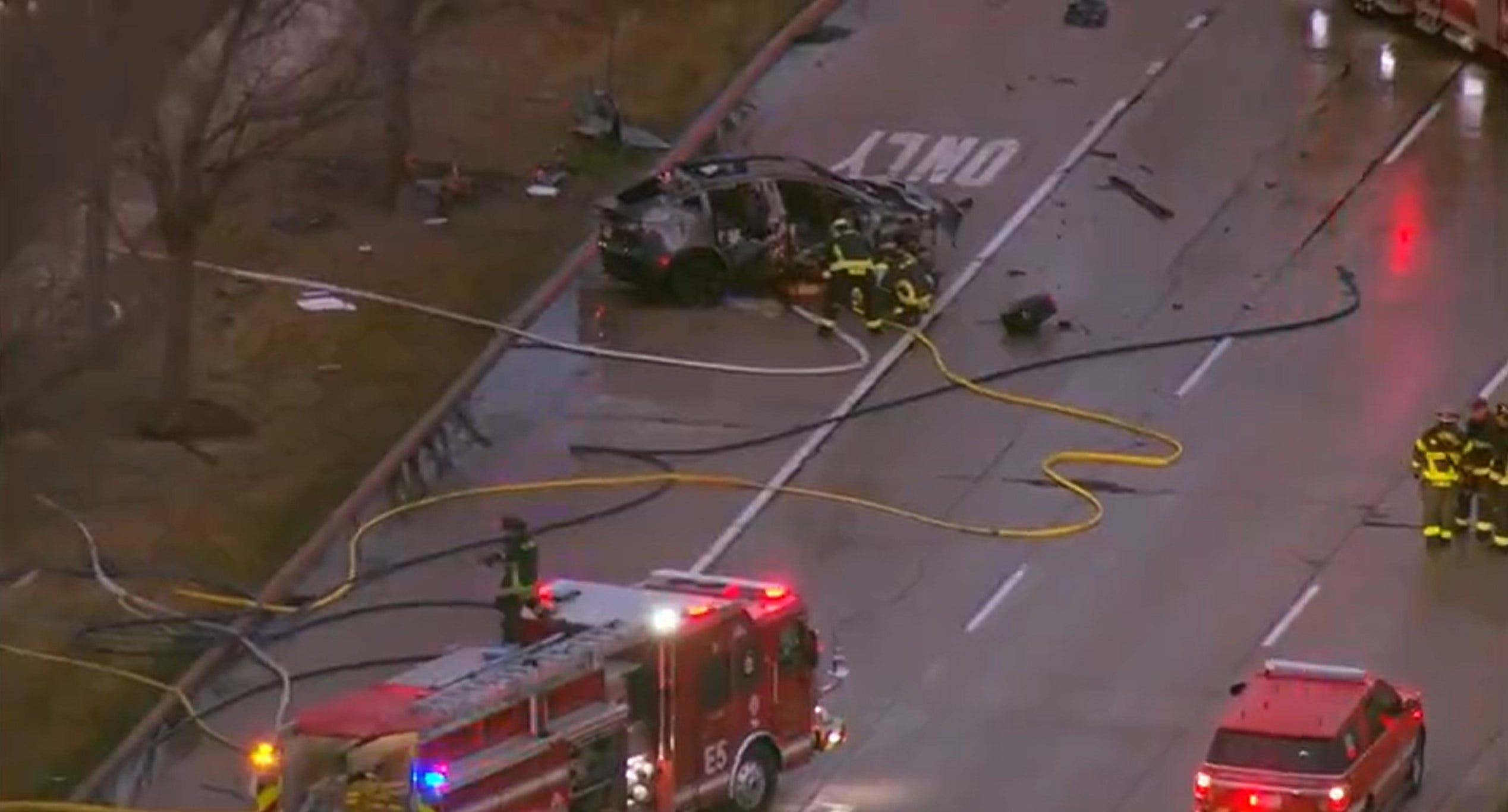 Tesla driver hospitalized after fiery crash in Naperville, police say