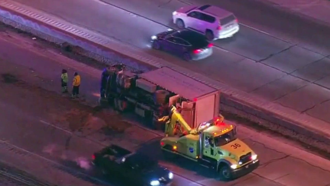Truck flips on I-290 in Cook County, snarling traffic; injuries reported