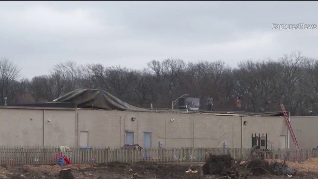 Indiana daycare evacuated to funeral home after strong winds rip off roof