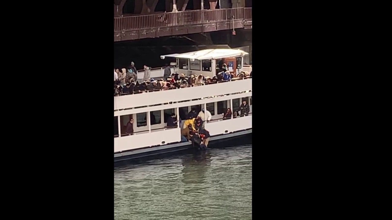 Tour boat crew pulls man from Chicago River after bridge fall, video shows