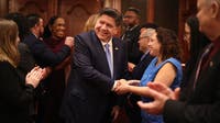 Pritzker blasts Trump, touts Illinois' finances in budget address