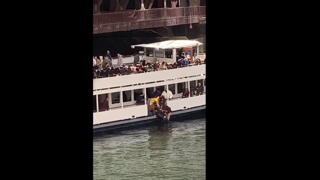 Tour boat crew pulls man from Chicago River after bridge fall, video shows