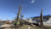Gov. Pritzker tours damage around Kankakee, Aroma Park