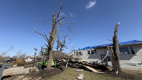 Gov. Pritzker tours damage around Kankakee, Aroma Park