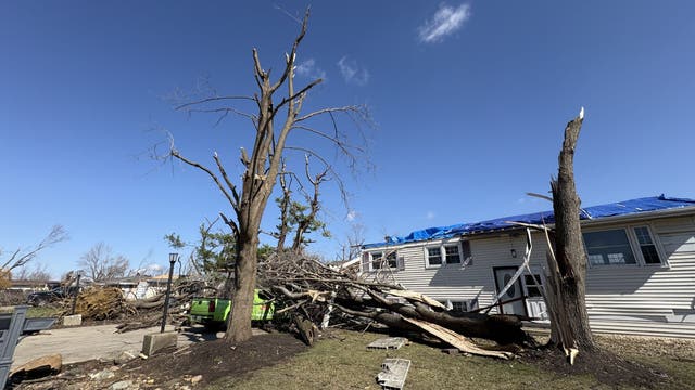 Gov. Pritzker tours damage around Kankakee, Aroma Park