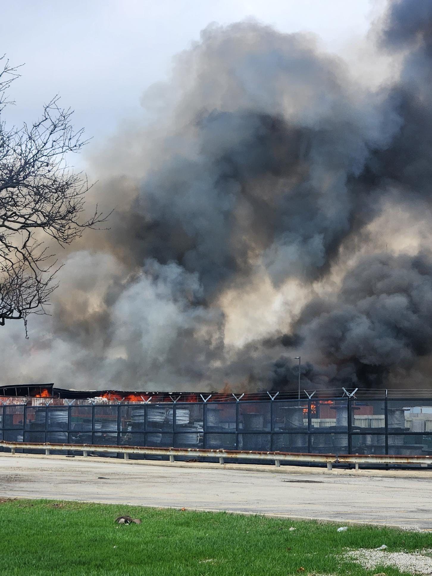 Massive fire erupts at pallet company in Maywood