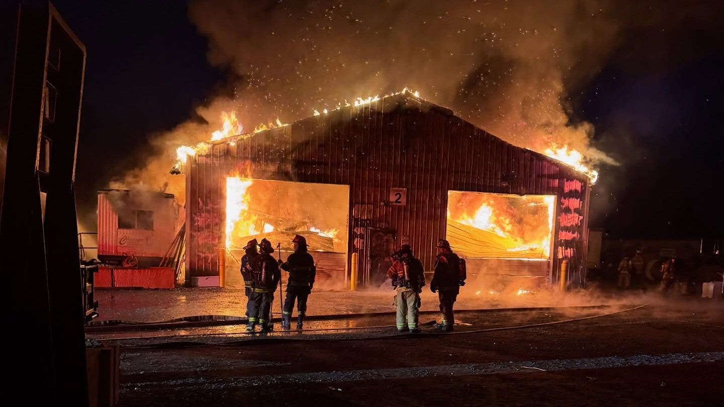 Hobart fire rips through pole barn