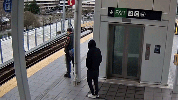 Video shows man trying to push stranger in front of train in Seattle