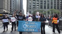 Chicago Public School lunchroom workers arrested during protest over pay dispute