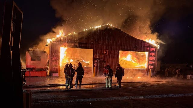 Hobart fire rips through pole barn