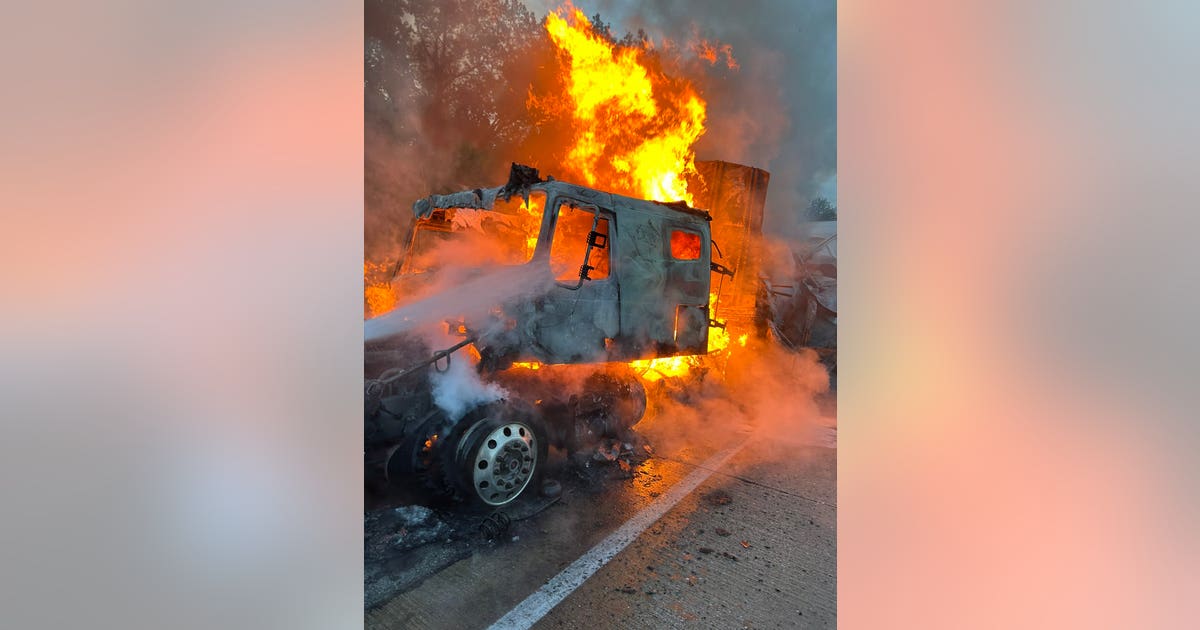 Semi-truck fire shuts down part of I-65 in Indiana | PHOTOS