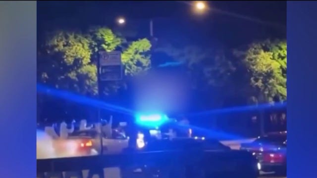 Street takeovers show Chicago police car rammed, teens smacking hood