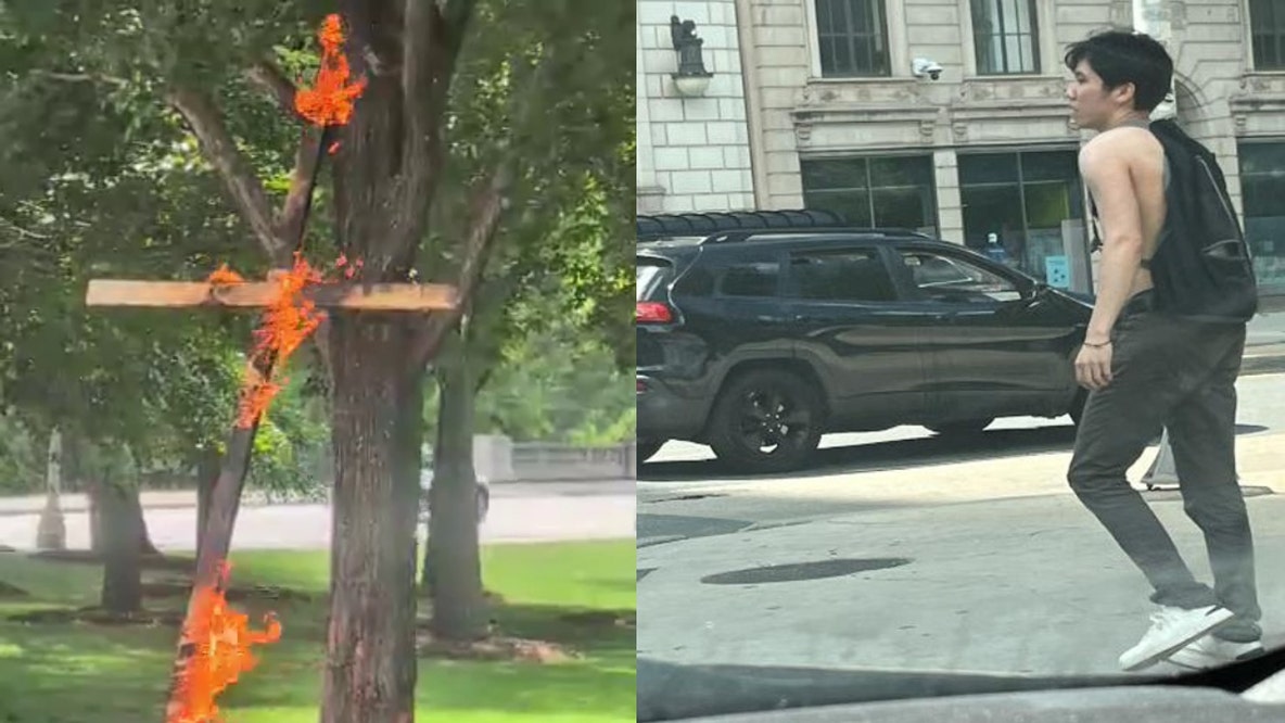 Police search for suspect after burning cross found in Grant Park