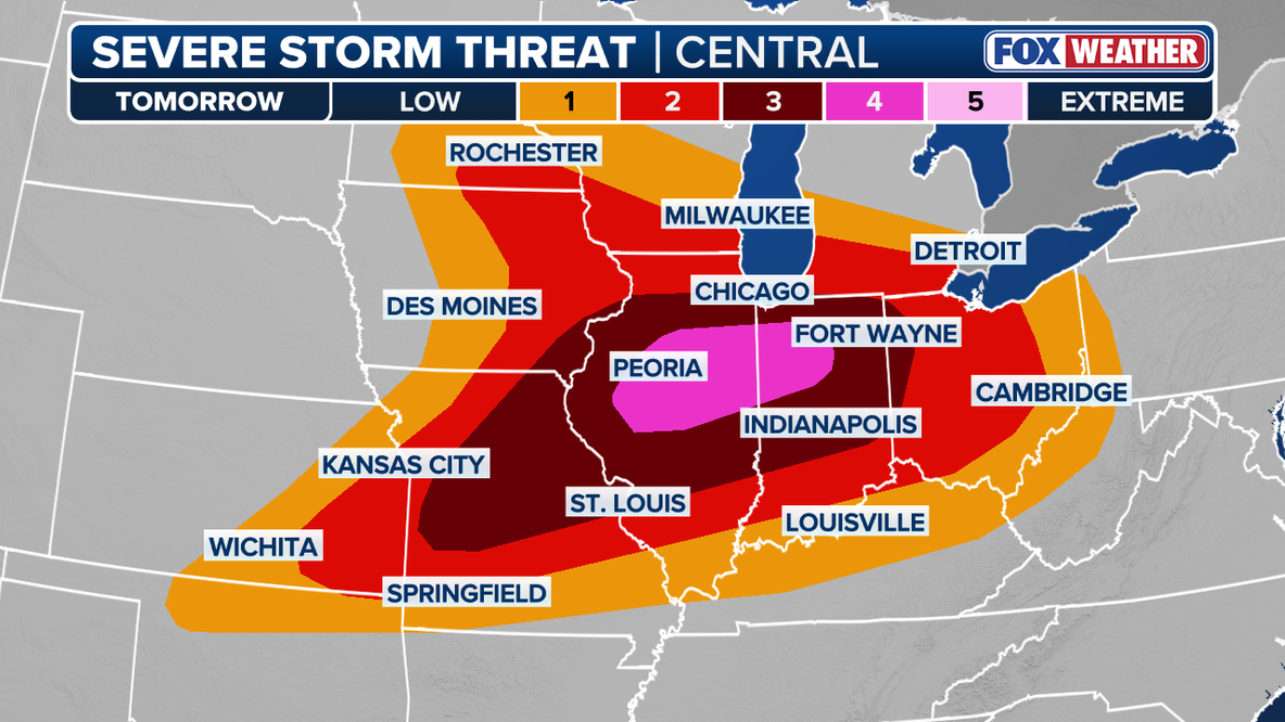 Illinois, Indiana face Level 4 of 5 severe storm risk Wednesday; strong tornadoes possible