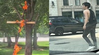 Police search for suspect after burning cross found in Grant Park