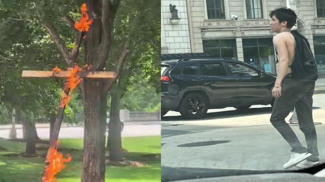 Police search for suspect after burning cross found in Grant Park