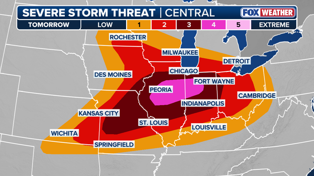 Illinois, Indiana face Level 4 of 5 severe storm risk Wednesday; strong tornadoes possible