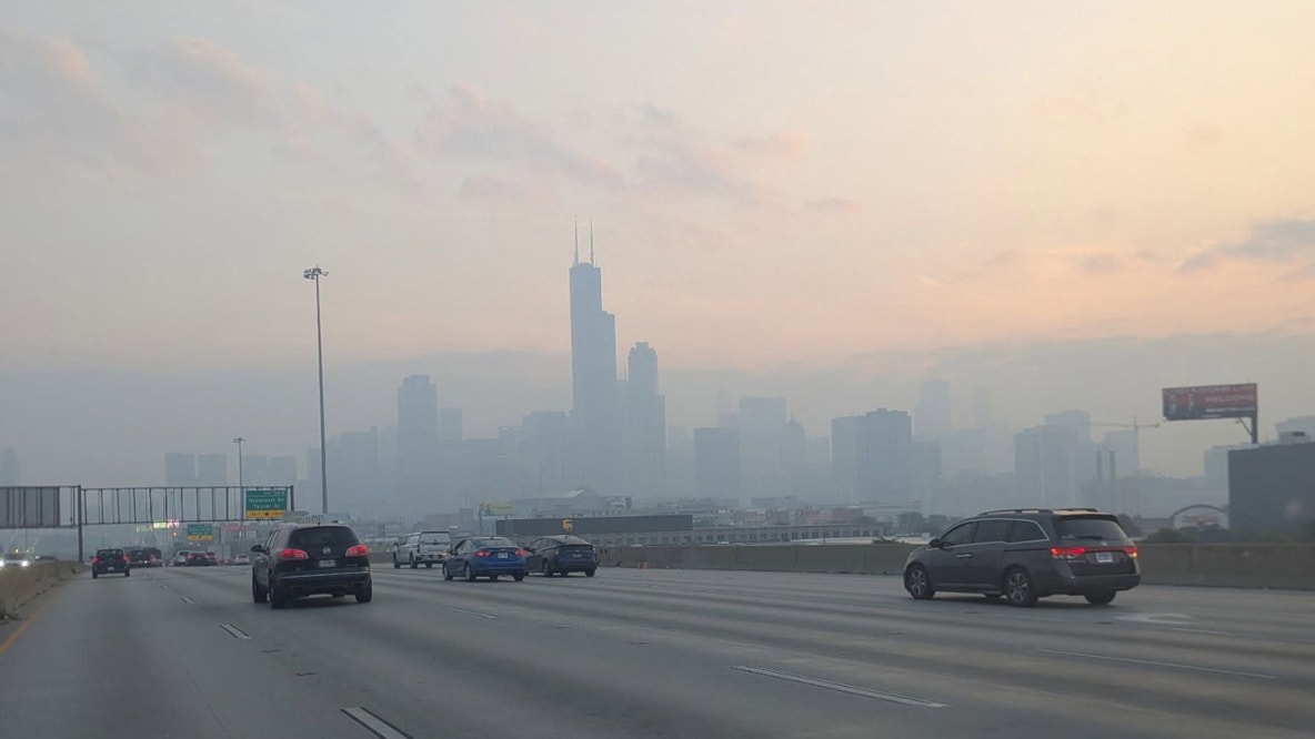 Photos show thick Canadian wildfire smoke covering Chicago skies