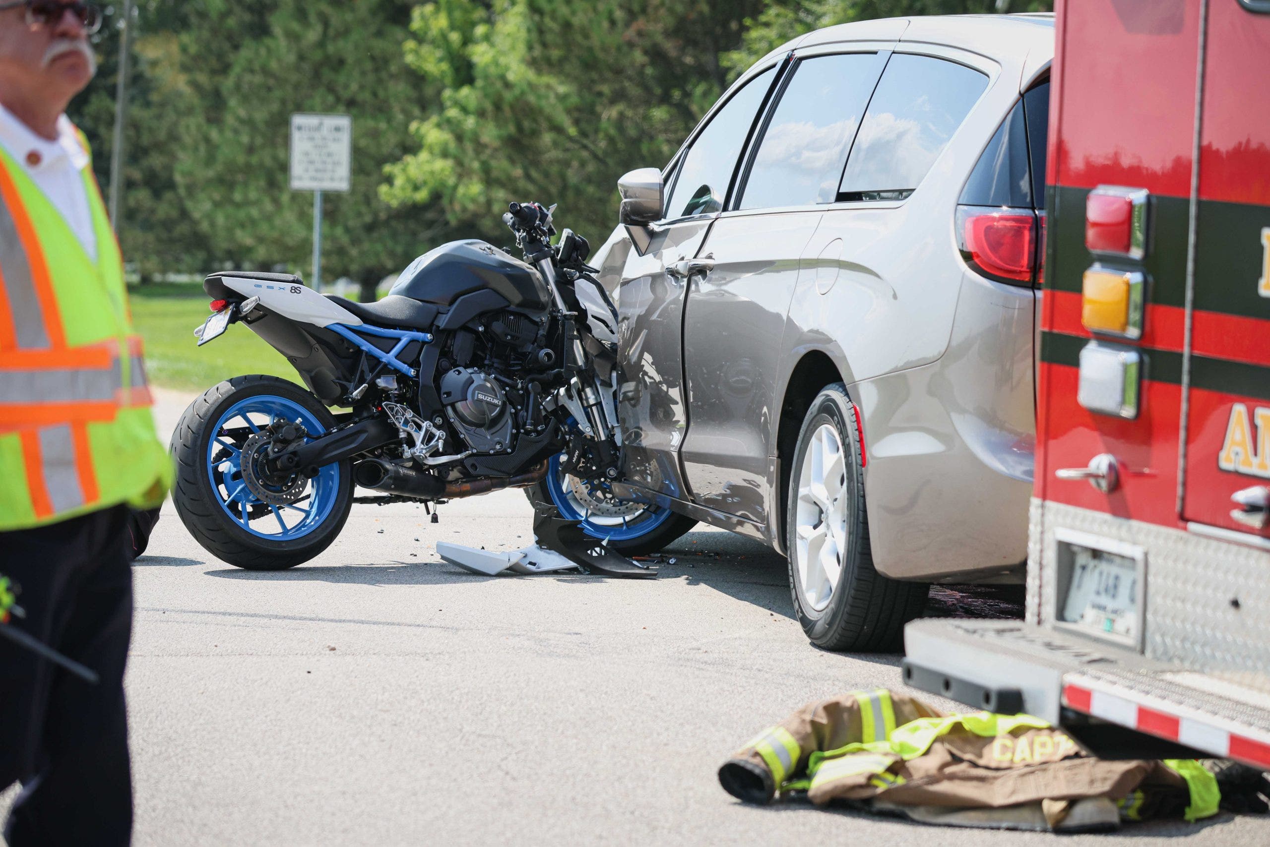 Motorcyclist airlifted after crash with minivan in Marengo, officials say