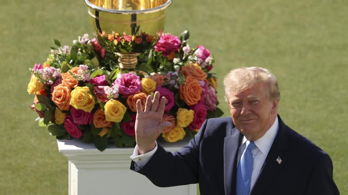 Trump arrives in IL for Presidents Cup golf tournament