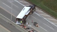 Truck carrying hydrochloric acid rolls over, snarls traffic on Jane Addams Tollway