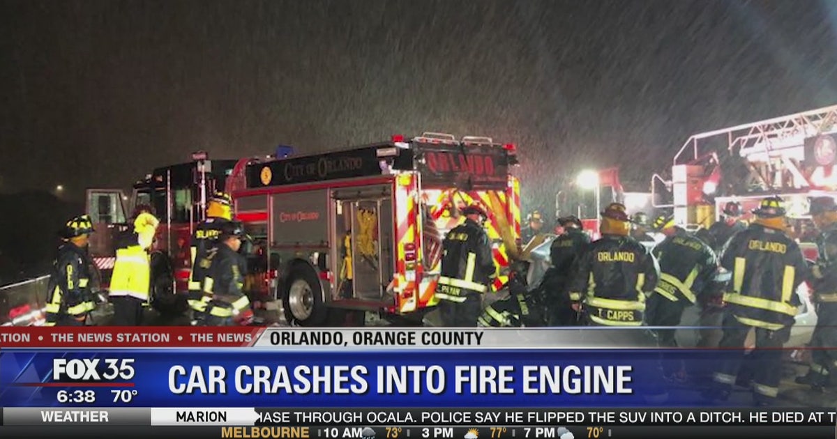 Car slams into parked fire truck | FOX 35 Orlando