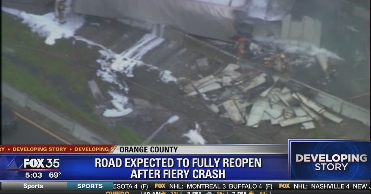Fiery semi crash requires emergency road repairs on SR 528 | FOX 35 Orlando
