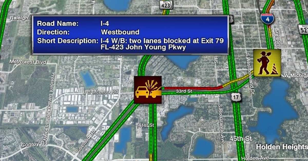 Crash causes backup at I-4 near John Young Parkway | FOX 35 Orlando