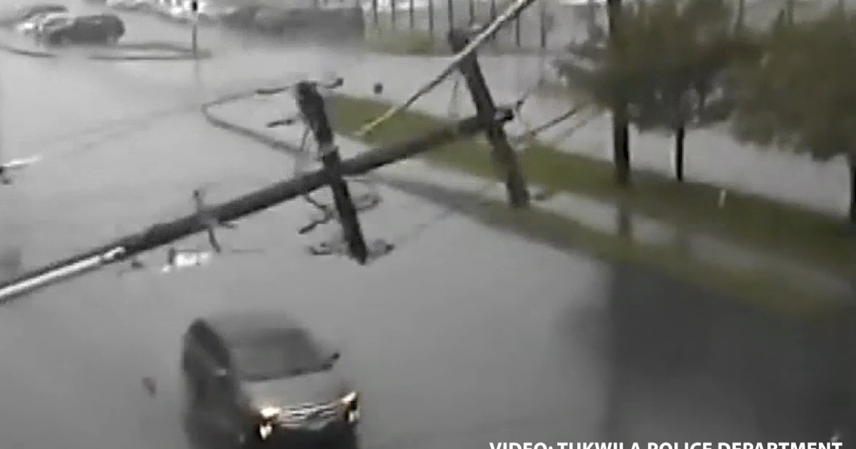 Video captures power pole slamming down on top of car | FOX 35 Orlando