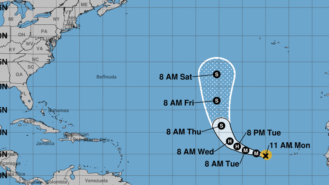 Hurricane Helene continues to strengthen over the eastern Atlantic