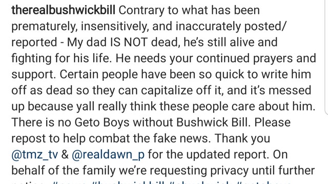Rap legend Bushwick Bill still alive and fighting pancreatic cancer
