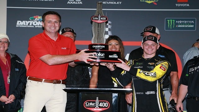 Justin Haley has won NASCAR's rain-shortened Cup Series race at Daytona